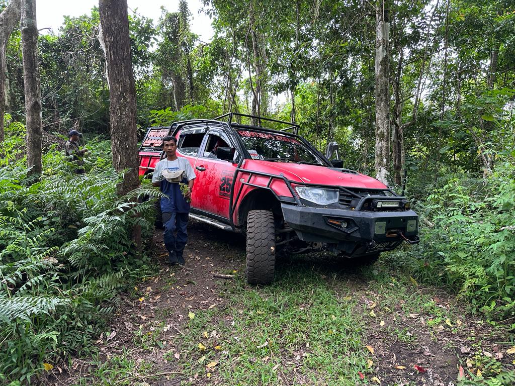 Our 4x4 making its way in the rainforest