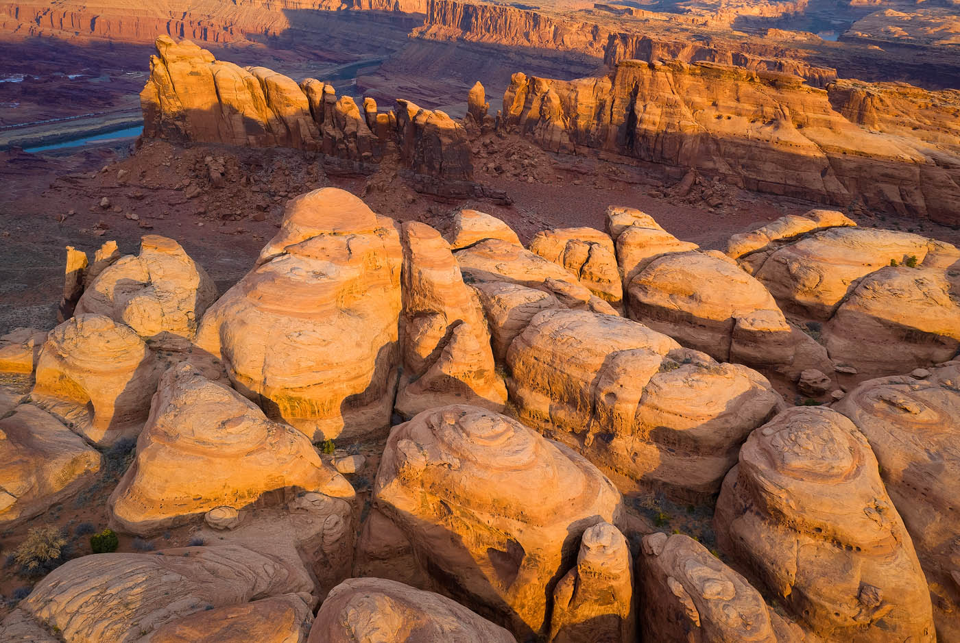 Top of Moab Rock patterns in the high areas near Moab, Utah USA