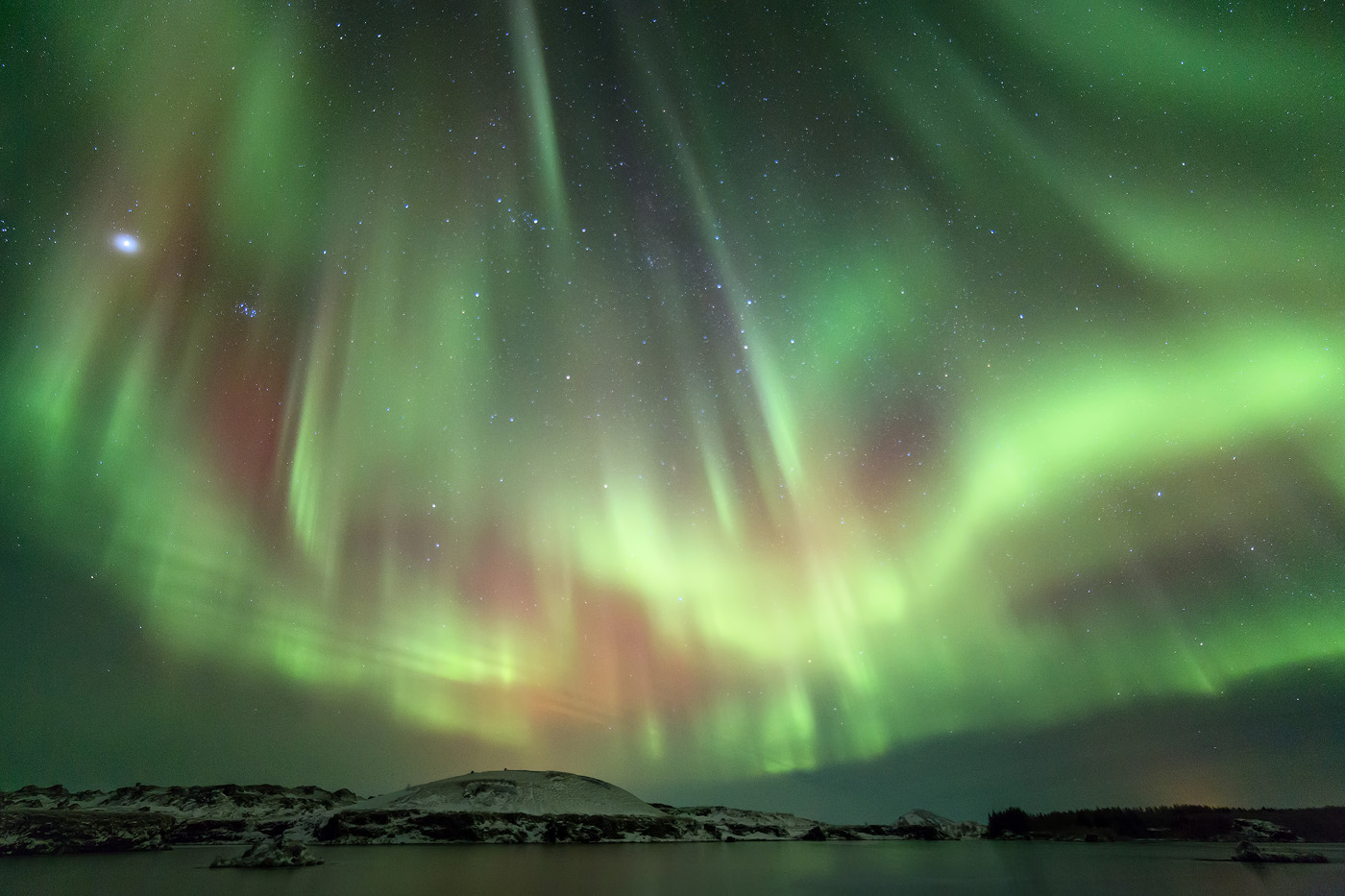 Celestial Flower - red and green stripes covered the sky to create a ...