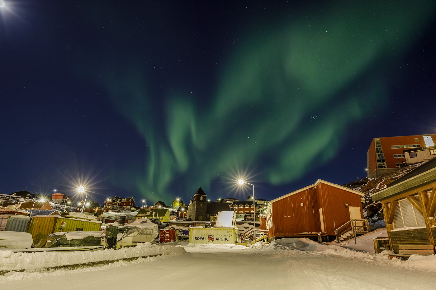 Northern Lights above Uummannaq town